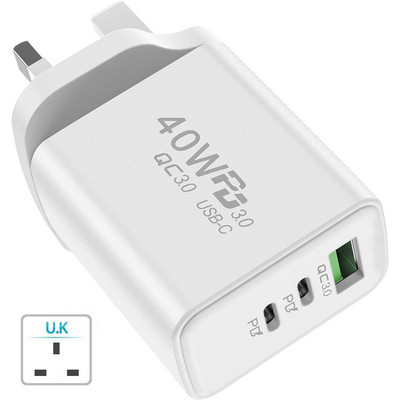 40 W-os PD USB töltők QC 3.0 gyorstöltő iPhone 14 13 Pro Xiaomi Redmi HUAWEI OPPO Samsung mobiltelefon C típusú töltőadapterhez