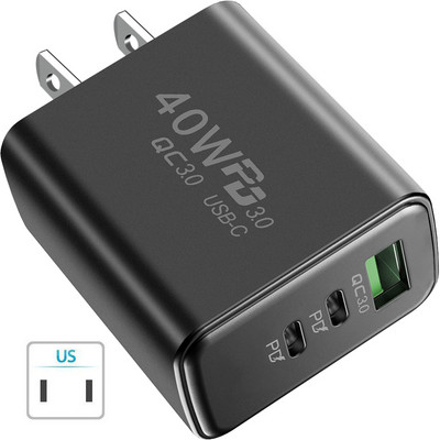 40 W-os PD USB töltők QC 3.0 gyorstöltő iPhone 14 13 Pro Xiaomi Redmi HUAWEI OPPO Samsung mobiltelefon C típusú töltőadapterhez