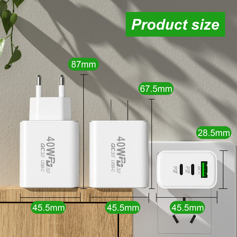 40W PD USB punjači QC 3.0 brzi punjač za iPhone 14 13 Pro Xiaomi Redmi HUAWEI OPPO Adapter punjača za mobilni telefon Samsung tipa C