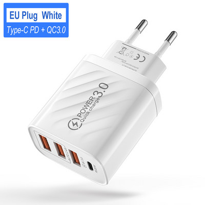Olaf USB C gyorstöltő USB Type C töltő PD 4 portos gyorstöltő 3.0 mobiltelefon töltő adapter iPhone 14 Pro max Huawei készülékhez
