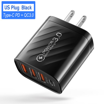 Olaf USB C gyorstöltő USB Type C töltő PD 4 portos gyorstöltő 3.0 mobiltelefon töltő adapter iPhone 14 Pro max Huawei készülékhez