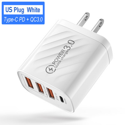 Olaf USB C gyorstöltő USB Type C töltő PD 4 portos gyorstöltő 3.0 mobiltelefon töltő adapter iPhone 14 Pro max Huawei készülékhez