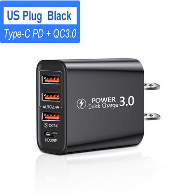 Olaf USB C gyorstöltő USB Type C töltő PD 4 portos gyorstöltő 3.0 mobiltelefon töltő adapter iPhone 14 Pro max Huawei készülékhez