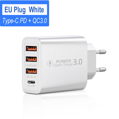 Olaf USB C gyorstöltő USB Type C töltő PD 4 portos gyorstöltő 3.0 mobiltelefon töltő adapter iPhone 14 Pro max Huawei készülékhez