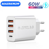 USB C töltő 60 W gyorstöltő töltő 4 portos PD TypeC Quick Charge 3.0 fali hálózati adapter iphone Xiaomi Samsung telefontöltőhöz