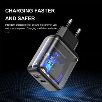 USLION PD 30W USB C Γρήγορη φόρτιση PD QC 3.0 Type C Γρήγορη φόρτιση για iPhone 12 Pro Samsung Xiaomi redmi Wall Charge Mobile Phone