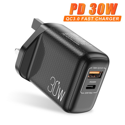 USLION PD 30W USB C gyorstöltés PD QC 3.0 Type C gyorstöltés iPhone 12 Pro telefonhoz Samsung Xiaomi redmi fali mobiltelefon töltő