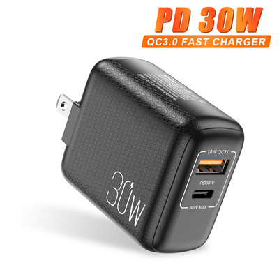 USLION PD 30W USB C gyorstöltés PD QC 3.0 Type C gyorstöltés iPhone 12 Pro telefonhoz Samsung Xiaomi redmi fali mobiltelefon töltő