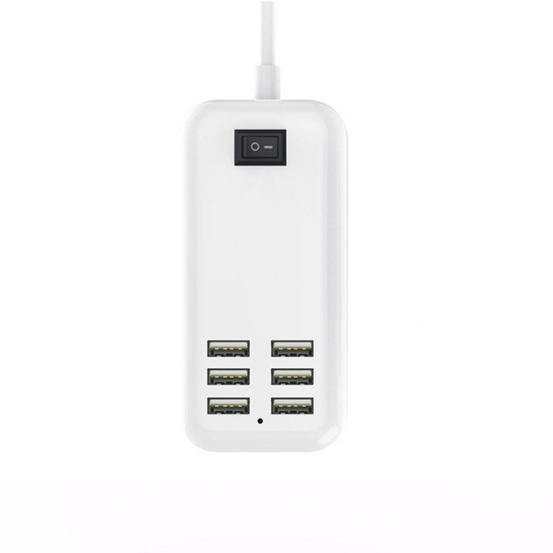 6 USB priključaka Punjač za telefon HUB 20W 3A Stolni EU/US utikač Zidna utičnica Produžna utičnica za punjenje Adapter za iPhone 12 pro