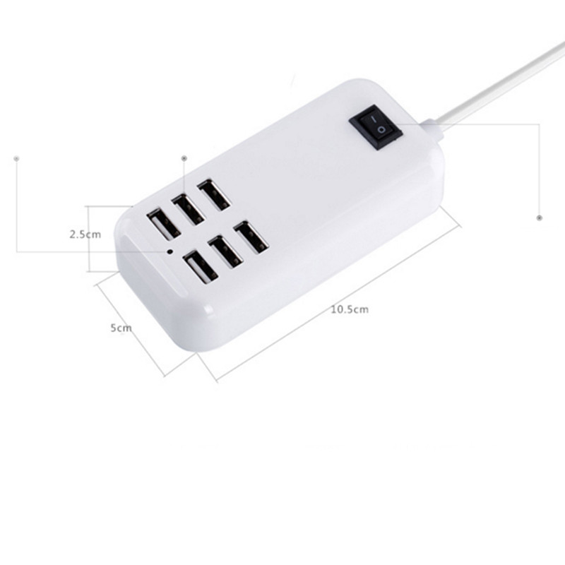 6 USB priključaka Punjač za telefon HUB 20W 3A Stolni EU/US utikač Zidna utičnica Produžna utičnica za punjenje Adapter za iPhone 12 pro