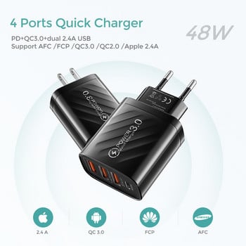 Φορτιστής USB C 30W Fast Charger Για iphone 13 12 Xiaomi Huawei Samsung Quick Charge 3.0 4.0 Προσαρμογέας φόρτισης κινητού τηλεφώνου QC 3.0