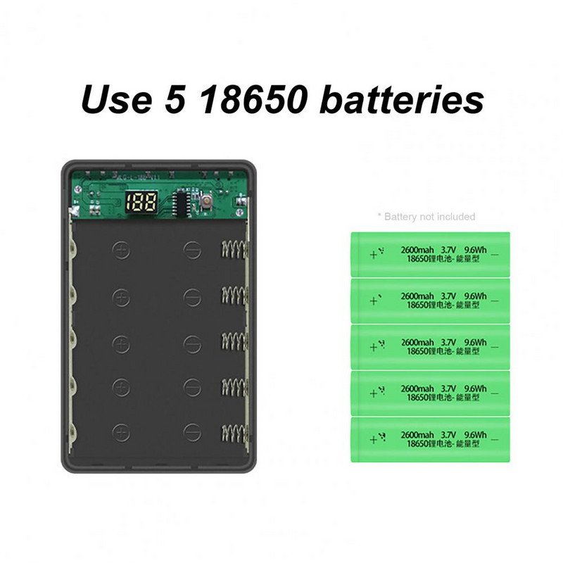 L5 Power Bank torbica Sigurna odvojiva Power Bank kutija LED digitalni zaslon 5x18650 torbica punjača za pametni telefon DIY kućište punjača