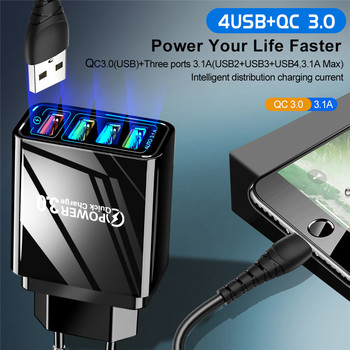 Lovebay 48W Quick Charger 3.0 USB Charger για iPhone Samsung Tablet EU US Πρίζα τοίχου φορτιστή κινητού τηλεφώνου Προσαρμογέας γρήγορης φόρτισης