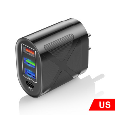 Lovebay 48W Quick Charger 3.0 USB töltő iphone Samsung Tablet EU US Plug Wall Mobiltelefon töltő adapter Gyors töltés