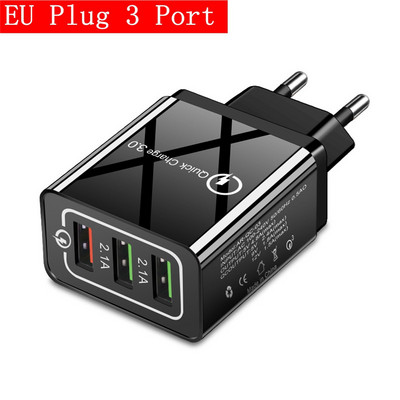 Lovebay 48W Quick Charger 3.0 USB töltő iphone Samsung Tablet EU US Plug Wall Mobiltelefon töltő adapter Gyors töltés
