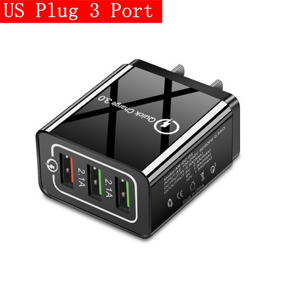 Lovebay 48W Quick Charger 3.0 USB töltő iphone Samsung Tablet EU US Plug Wall Mobiltelefon töltő adapter Gyors töltés