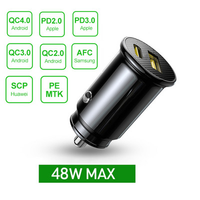 48W-os USB autós töltő 5A Type C PD QC gyorstöltő telefonadapter iPhone 13 12 11 Pro Max 8 Xiaomi Samsung S21 S20 S10 S9 telefonhoz