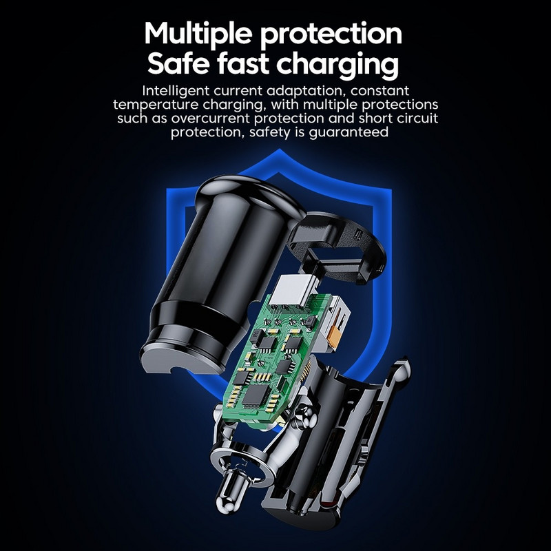 48W USB auto punjač 5A Tip C PD QC Adapter za brzo punjenje telefona za iPhone 13 12 11 Pro Max 8 Xiaomi Samsung S21 S20 S10 S9