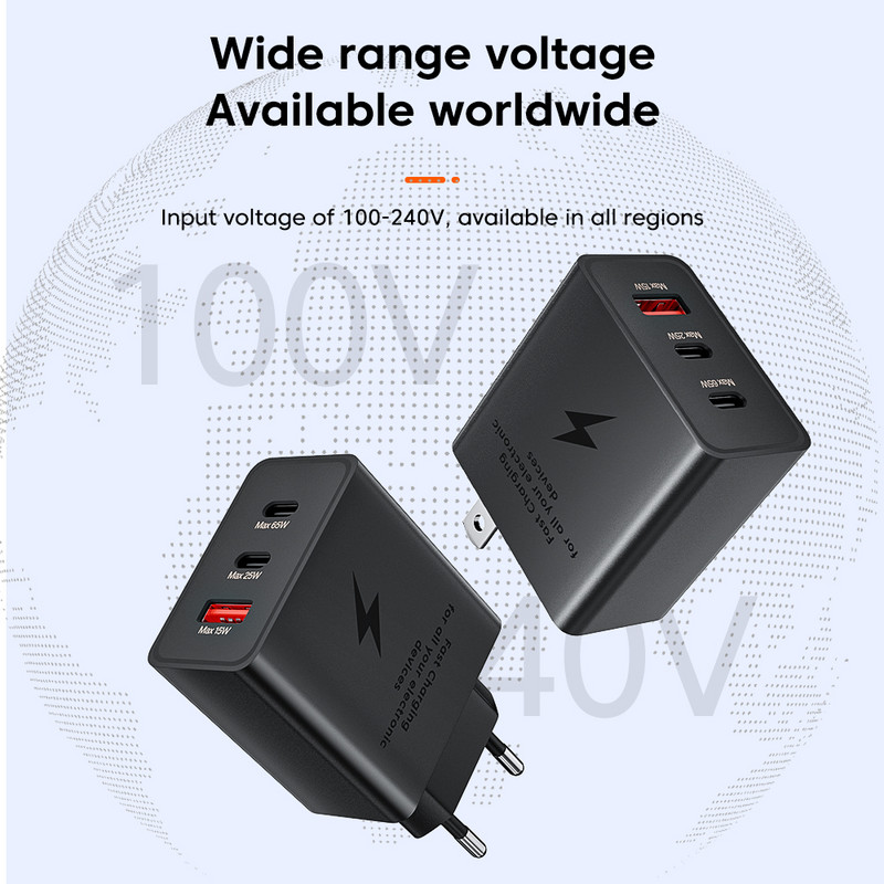 105W USB C brzi punjač s 3 priključka za mobilni telefon tipa C punjač Quick Charge 3.0 adapter za napajanje za iPhone 12 13 Pro Xiaomi Samsung