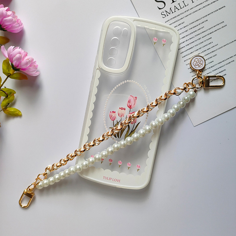 Narukvica za torbicu za mobilni telefon Narukvica za ručni zglob Narukvica za zapešće Uže za zapešće Narukvica za telefon Biserne perle Crno-bijela užad protiv gubitka