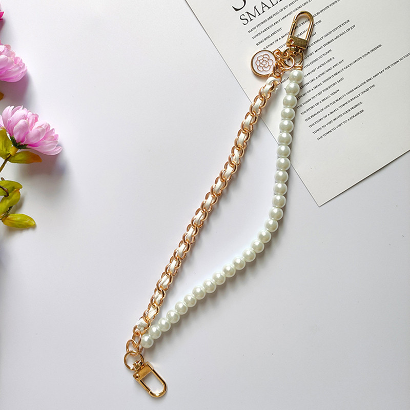 Narukvica za torbicu za mobilni telefon Narukvica za ručni zglob Narukvica za zapešće Uže za zapešće Narukvica za telefon Biserne perle Crno-bijela užad protiv gubitka