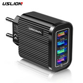 USLION EU US UK Încărcător USB Tip C Încărcare rapidă QC 3.0 Încărcare de perete pentru iPhone 12 11 Xiaomi Telefon mobil 4 porturi Adaptor