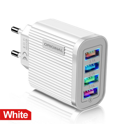 USLION EU US UK Încărcător USB Tip C Încărcare rapidă QC 3.0 Încărcare de perete pentru iPhone 12 11 Xiaomi Telefon mobil 4 porturi Adaptor
