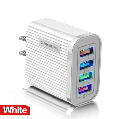USLION EU US UK Încărcător USB Tip C Încărcare rapidă QC 3.0 Încărcare de perete pentru iPhone 12 11 Xiaomi Telefon mobil 4 porturi Adaptor