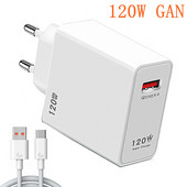 GAN 120 W USB laadija telefoni laadija QC 5.0 4.0 3.0 kiirlaadimisadapter iPhone 14 13 12 Samsung Huawei realme usb laadija jaoks
