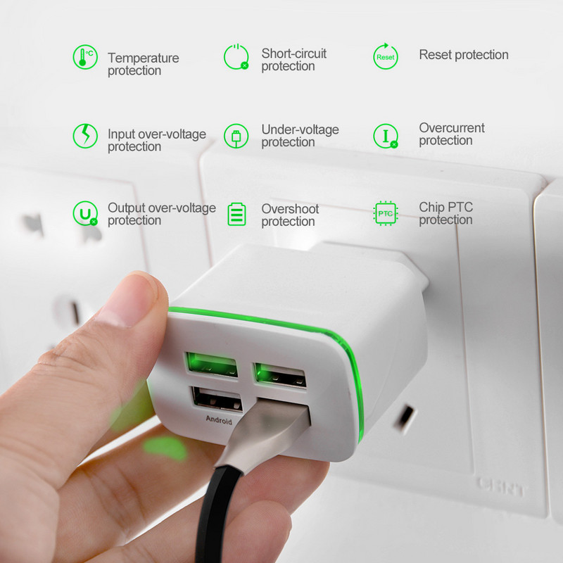 Brzo punjenje, univerzalni zidni adapter za LED svjetlo 4A, utikač za putno punjenje, višestruki punjač za HUAWEI iPhone, Samsung, SONY Xiaomi