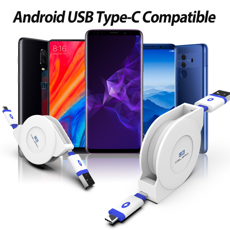 1M 2M 3M USB tip C kabel koji se može uvlačiti USB C kabel za punjenje Telefonski adapter za punjač Type-c kabel za punjenje za Samsung Huawei