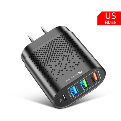 lovebay Quick Charge 48W-os adapter töltő C típusú PD dugó 4 portos gyorstöltő iPhone 13 11 12 Xiaomi EU US UK telefontöltőkhöz