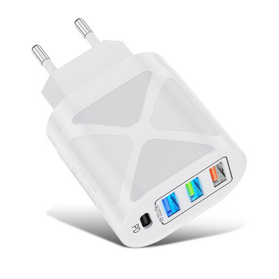 lovebay Quick Charge 48W-os adapter töltő C típusú PD dugó 4 portos gyorstöltő iPhone 13 11 12 Xiaomi EU US UK telefontöltőkhöz