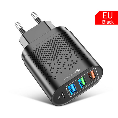 lovebay Quick Charge 48W-os adapter töltő C típusú PD dugó 4 portos gyorstöltő iPhone 13 11 12 Xiaomi EU US UK telefontöltőkhöz