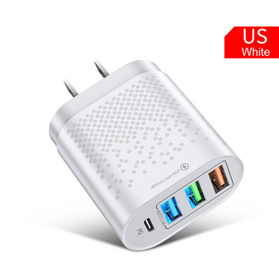 lovebay Quick Charge 48W-os adapter töltő C típusú PD dugó 4 portos gyorstöltő iPhone 13 11 12 Xiaomi EU US UK telefontöltőkhöz