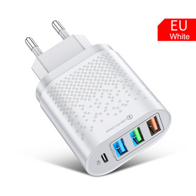 lovebay Quick Charge 48W-os adapter töltő C típusú PD dugó 4 portos gyorstöltő iPhone 13 11 12 Xiaomi EU US UK telefontöltőkhöz