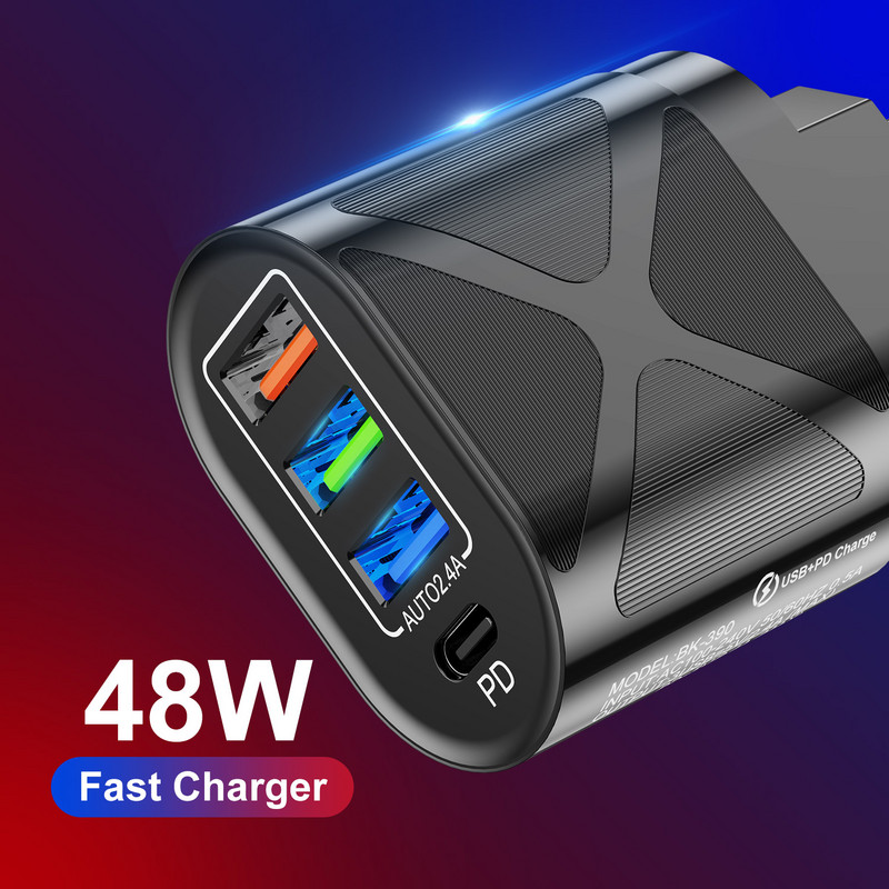 lovebay Quick Charge 48W adapterski punjač tipa C PD utikač 4 porta brzi punjač za iPhone 13 11 12 Xiaomi EU US UK Punjači za telefone