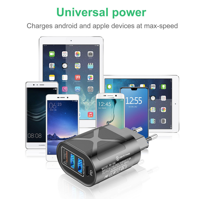 lovebay Quick Charge 48W adapterski punjač tipa C PD utikač 4 porta brzi punjač za iPhone 13 11 12 Xiaomi EU US UK Punjači za telefone
