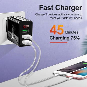 USB зарядно устройство Quick Charge3.0 адаптер за Xiaomi Samsung iPhone зарядни устройства Fast Charge Стенно зарядно устройство с LED цифров дисплей