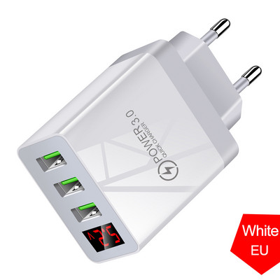 Încărcător USB Adaptor de încărcare rapidă 3.0 pentru încărcătoare de telefon Xiaomi Samsung iPhone Încărcător de perete cu încărcare rapidă cu afișaj digital LED