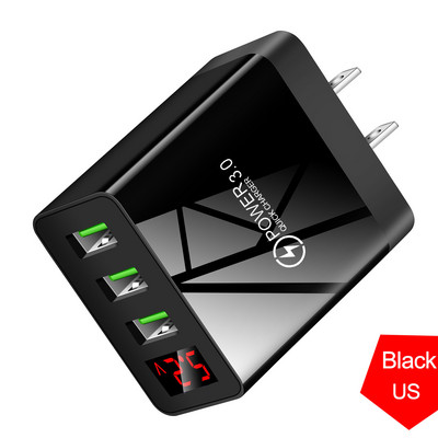 Încărcător USB Adaptor de încărcare rapidă 3.0 pentru încărcătoare de telefon Xiaomi Samsung iPhone Încărcător de perete cu încărcare rapidă cu afișaj digital LED