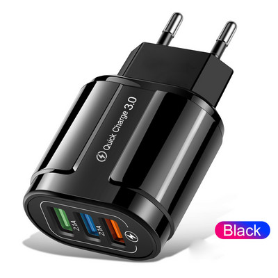 GTWIN 3 portos gyorstöltő QC3.0 USB töltő iPhone Xiaomi Redmi note 10 fali mobiltelefon töltő adapter Samsung Huawei készülékhez