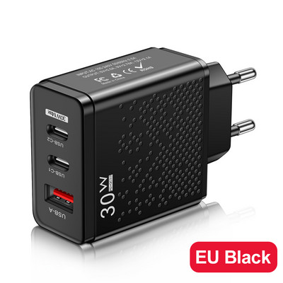 30 W-os USB töltő C típusú univerzális adapter QC 3.0 iphone 14 11 Pro Max Xiaomi Samsung hordozható mobiltelefon töltőhöz