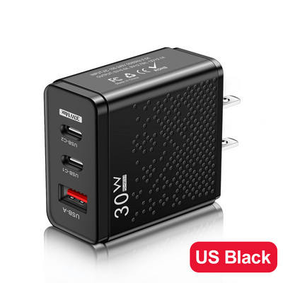 30 W-os USB töltő C típusú univerzális adapter QC 3.0 iphone 14 11 Pro Max Xiaomi Samsung hordozható mobiltelefon töltőhöz