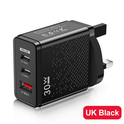 30 W-os USB töltő C típusú univerzális adapter QC 3.0 iphone 14 11 Pro Max Xiaomi Samsung hordozható mobiltelefon töltőhöz