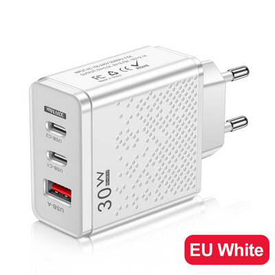 30 W-os USB töltő C típusú univerzális adapter QC 3.0 iphone 14 11 Pro Max Xiaomi Samsung hordozható mobiltelefon töltőhöz