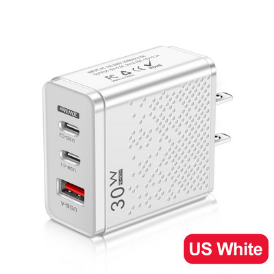 30 W-os USB töltő C típusú univerzális adapter QC 3.0 iphone 14 11 Pro Max Xiaomi Samsung hordozható mobiltelefon töltőhöz