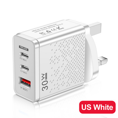 30 W-os USB töltő C típusú univerzális adapter QC 3.0 iphone 14 11 Pro Max Xiaomi Samsung hordozható mobiltelefon töltőhöz