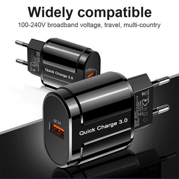 Бързо зарядно устройство QC3.0 USB зарядно устройство EU US Стенен адаптер за зарядно устройство за мобилен телефон за iPhone 11 XS MAX Бързо зареждане за Samsung
