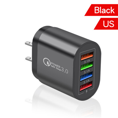 Elough 4 porturi 50W Încărcător USB Adaptor de încărcare rapidă 3.0 pentru telefon mobil pentru iPhone Xiaomi Huawei Samsung Încărcător de perete Conexiune UE/SUA